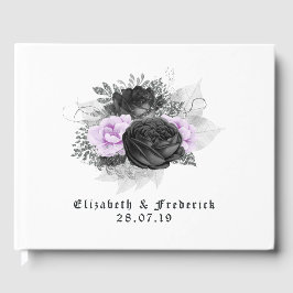 Schwarz-Lila und silberfarbene Hochzeit Gästebuch