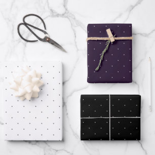 Schwarz, Lila und Weiß-Micro-Polka-Dot-Set 3 Geschenkpapier Set