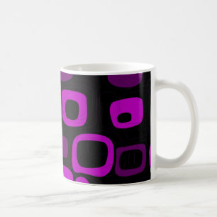 Schwarz, Lila, Violet Retro Abstrakt Art Tasse