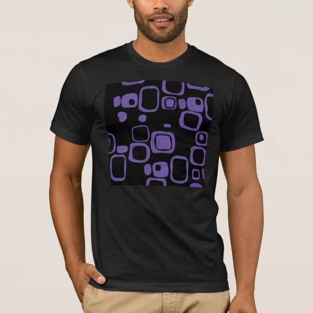 Schwarz, Lila, Violett Retro Abstrakt Art T - Shir T-Shirt (Vorderseite)