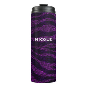 Schwarz-lila Zebramuster glamourös chic Thermosbecher