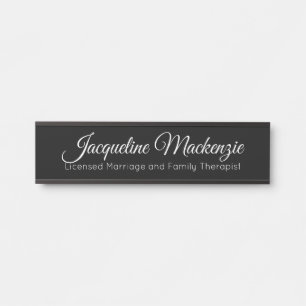 Schwarz lizenzierte Ehe- und Familientherapeutin L Türschild