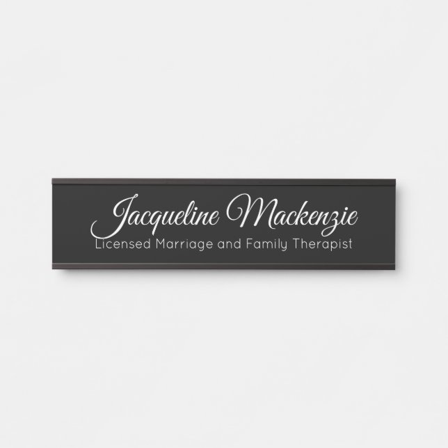 Schwarz lizenzierte Ehe- und Familientherapeutin L Türschild (Vorderseite )