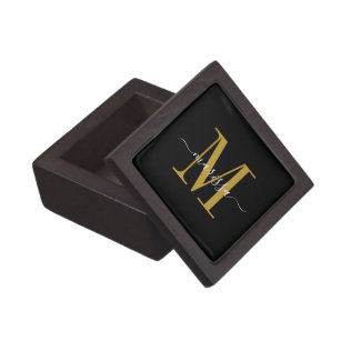 Schwarz-Magnetic-Geschenkboxen aus Gold Monogramm Kiste