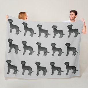 Schwarz Mantel Dogge Hunde Muster Auf Grau Fleecedecke