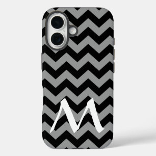 Schwarz-Marokkanischer Moods Chevrons mit Monogram iPhone 16 Hülle