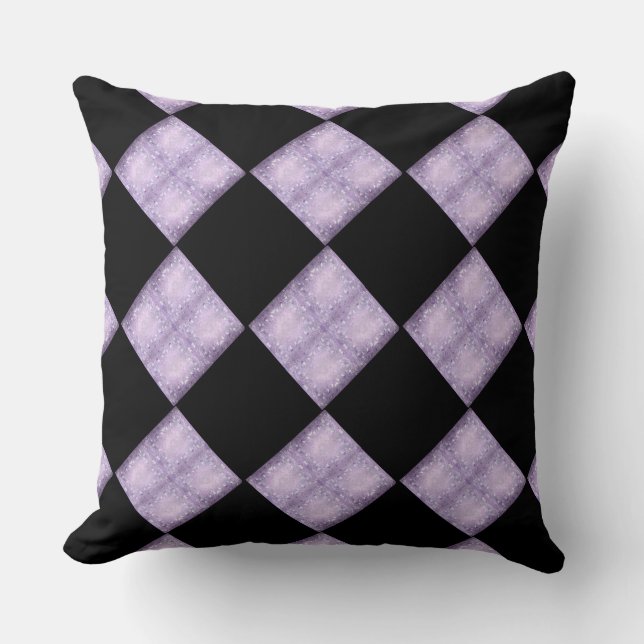 Schwarz-Mauve-Schachbrettmuster-Kissen Kissen (Vorderseite)
