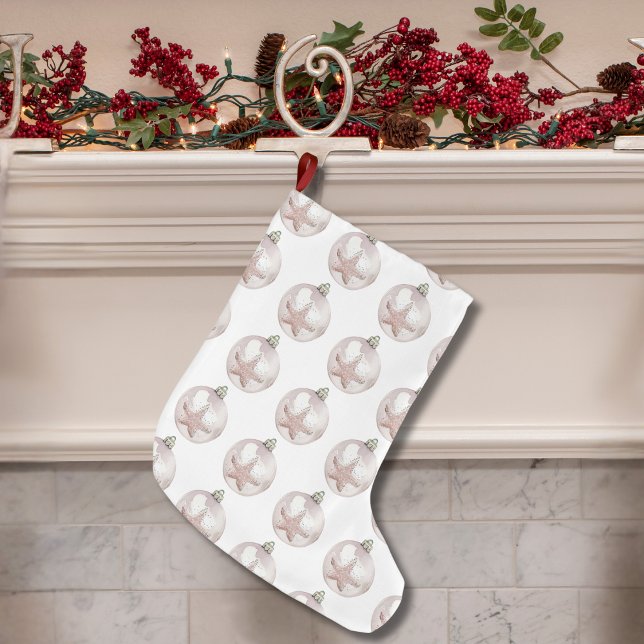 Schwarz-Meer-Sterne-Ornament Großer Weihnachtsstrumpf (Pale Pink Sea Star Ornament Pattern Large Christmas Stocking)