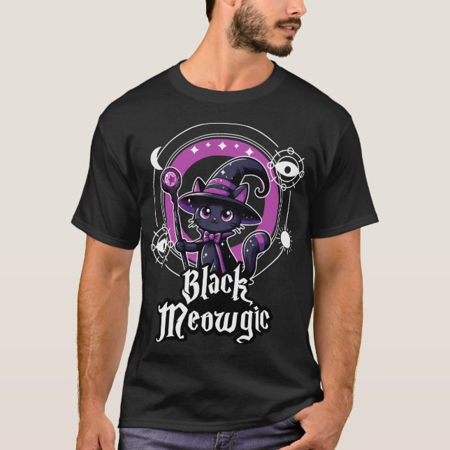 Schwarz Meowgic T-Shirt (Vorderseite)
