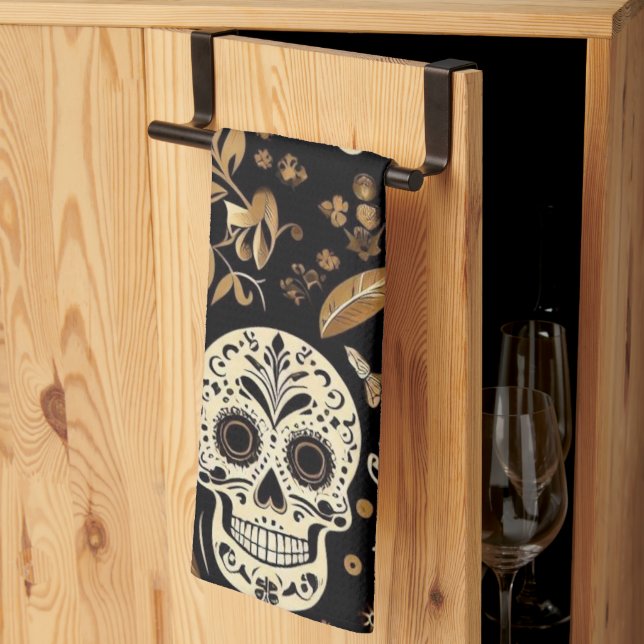 schwarz-mexikanisch geschirrtuch (Drittel gefaltet)