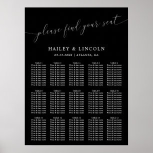 Schwarz-Minimal-Hochzeitskarte Poster