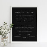 Schwarz-Minimal Modernes Ehezertifikat Poster<br><div class="desc">Schwarz-Minimal Modernes Ehezertifikat Poster</div>