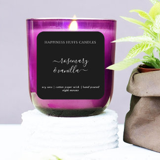 Schwarz-Minimal-Script-Candle-Label-Aufkleber Quadratischer Aufkleber