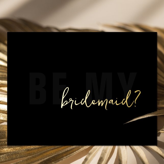 Schwarz | Minimale Bridesmaid-Angebotskarte (Von Creator hochgeladen)
