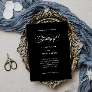 Schwarz Minimale italienische Eleganz Hochzeit Einladung