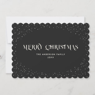 Schwarz Minimalistisch Elegant Schnee Frohe Weihna Feiertagskarte
