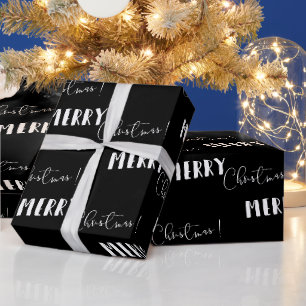 Schwarz Minimalistisch Frohe Weihnachtswrapping Geschenkpapier
