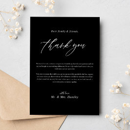 Schwarz-Minimalistisch-Moderne Kalligrafie-Hochzei Dankeskarte
