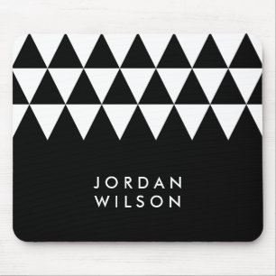 Schwarz-Minimalistisch-Modernes Weißes Dreieck-Mus Mousepad
