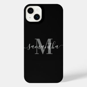 Schwarz-Minimalistisch-Monogramm iPhone 14 Plus Hülle