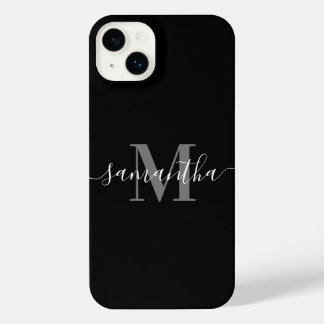 Schwarz-Minimalistisch-Monogramm iPhone 14 Plus Hülle