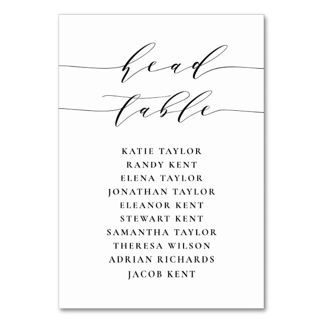 Schwarz-Minimalistisch-Script-Hochzeit Tischnummer (Vorderseite)