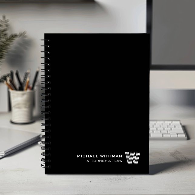 SCHWARZ Minimalistisches Monogramm-Initial CORPORA Planer (Von Creator hochgeladen)