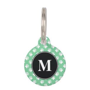 Schwarz-Minze-Grünes Monogramm-Hundeschema-Muster Tiermarke