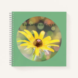 Schwarz-Mit Augen Susan-Blume auf Dunkelmeergrün Notizbuch