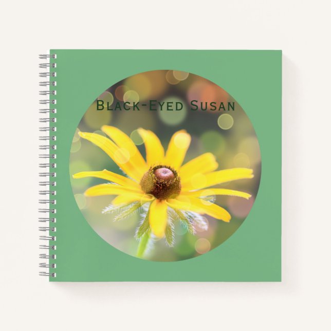 Schwarz-Mit Augen Susan-Blume auf Dunkelmeergrün Notizbuch (Vorderseite)