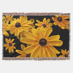 Schwarz-mit Augen Susan-Blume Blumenwirbelleder Decke