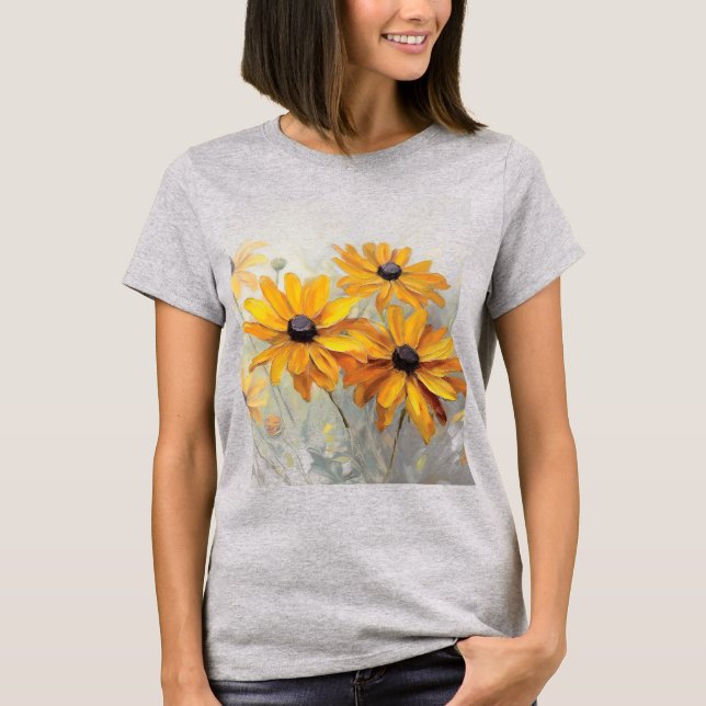 Schwarz-mit Augen Susan Blume Women's Basic T - Sh T-Shirt (Vorderseite)