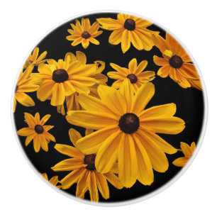 Schwarz-mit Augen Susan-Blumen-BlumenKeramik-Griff Keramikknauf