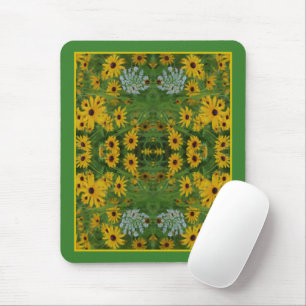 Schwarz Mit Augen Susan Daisy Blume Malerei Abstra Mousepad