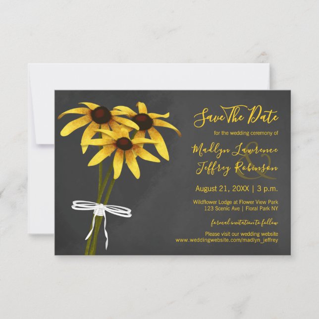 Schwarz-Mit Augen-Susan-Hochzeit Save The Date (Vorderseite)