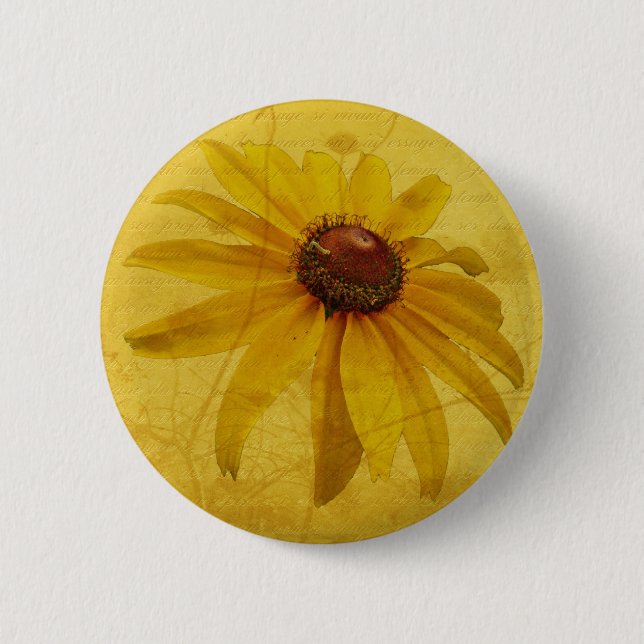 Schwarz-Mit Augen Susan-Wildblume Button (Vorderseite)
