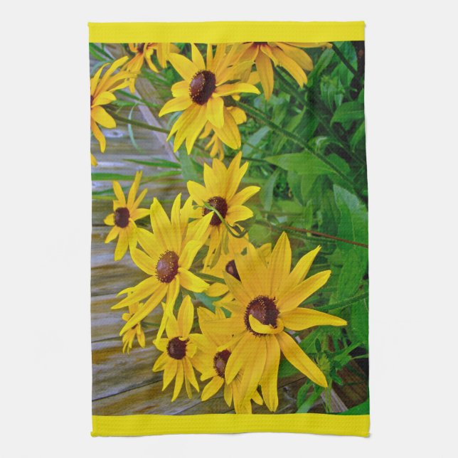 Schwarz-Mit Augen Susan-Wildblumen Handtuch (Vertikal)