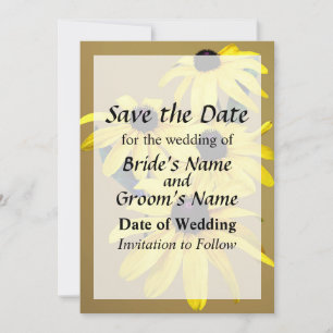 Schwarz-Mit Augen Susans in einer Reihe Save the D Date
