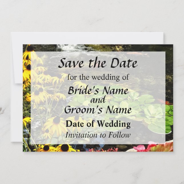 Schwarz-Mit Augen Susans von Koi Pond Save the Dat Date (Vorderseite)