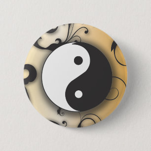 Schwarz mit Bronze Yin & Yang mit Rollen Button