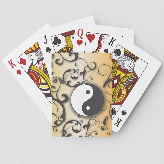Schwarz mit Bronze Yin & Yang Spielkarten (Rückseite)