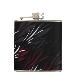 Schwarz mit Burgandy Feathers Flask Flachmann