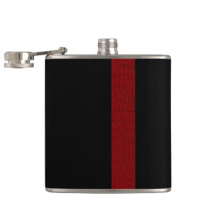 Schwarz mit Burgandy Strip Flask Flachmann