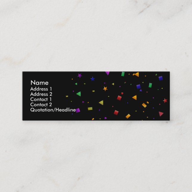 Schwarz mit Confetti-Visitenkarten Mini Visitenkarte (Vorderseite)