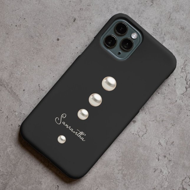 Schwarz mit elegantem Perlendesign Case-Mate iPhone Hülle (Von Creator hochgeladen)
