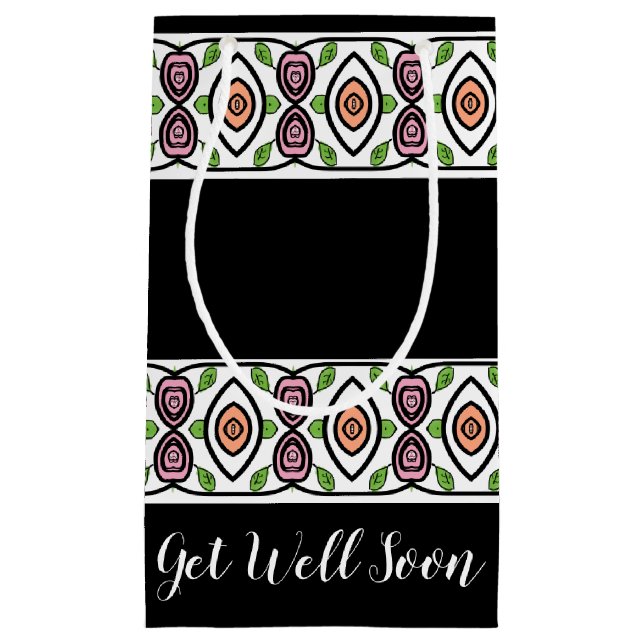 Schwarz mit farbigen Mustern Kleine Geschenktüte (Vorderseite)