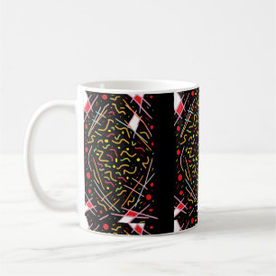 Schwarz mit gemischtfarbenem Muster, glänzend Kaffeetasse