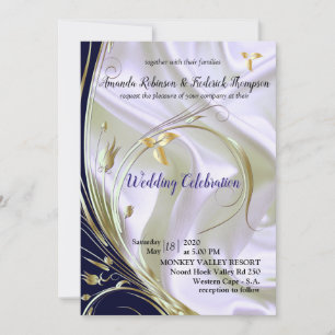 Schwarz mit Gold auf Champagner-Seide Hochzeit Einladung