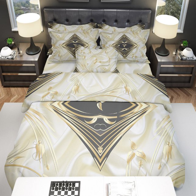 Schwarz mit Gold auf Champagner Silk Speichern Sie Ankündigungspostkarte (Von Creator hochgeladen)