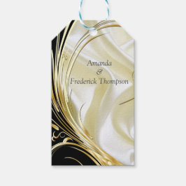 Schwarz mit Gold auf Champagnerseide Geschenkanhänger